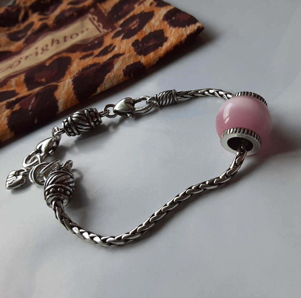 BRIGHTON ROPE CHAIN W/PINK BEAD CHARM